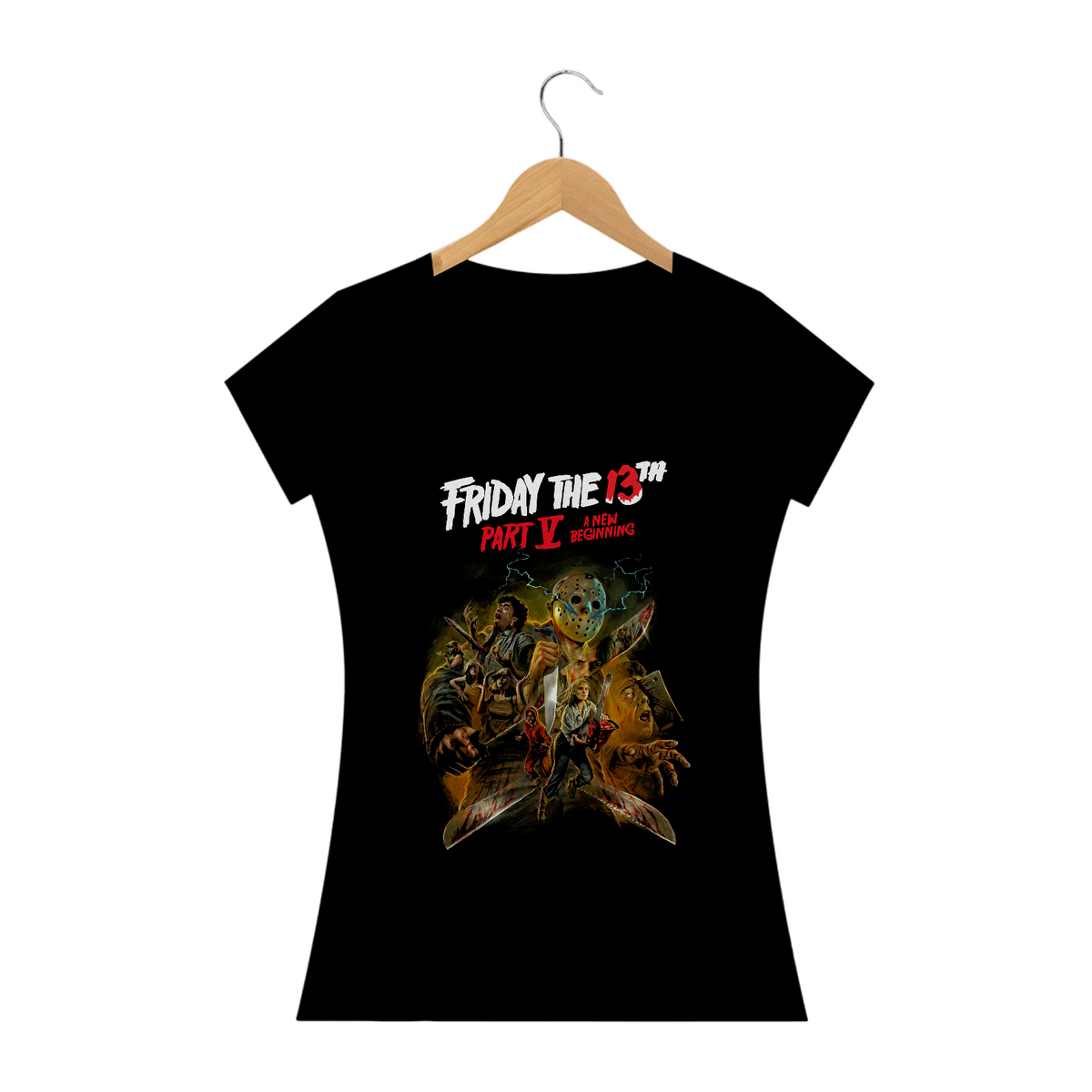 Nome do produto: Camiseta Feminina Sexta feira 13 Parte 5 Estampa Jason Filme Terror