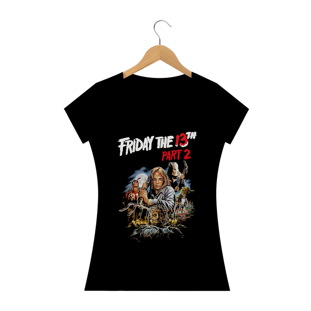 Nome do produto: Camiseta Feminina Sexta feira 13 Parte 2 Estampa Jason Filme Terror