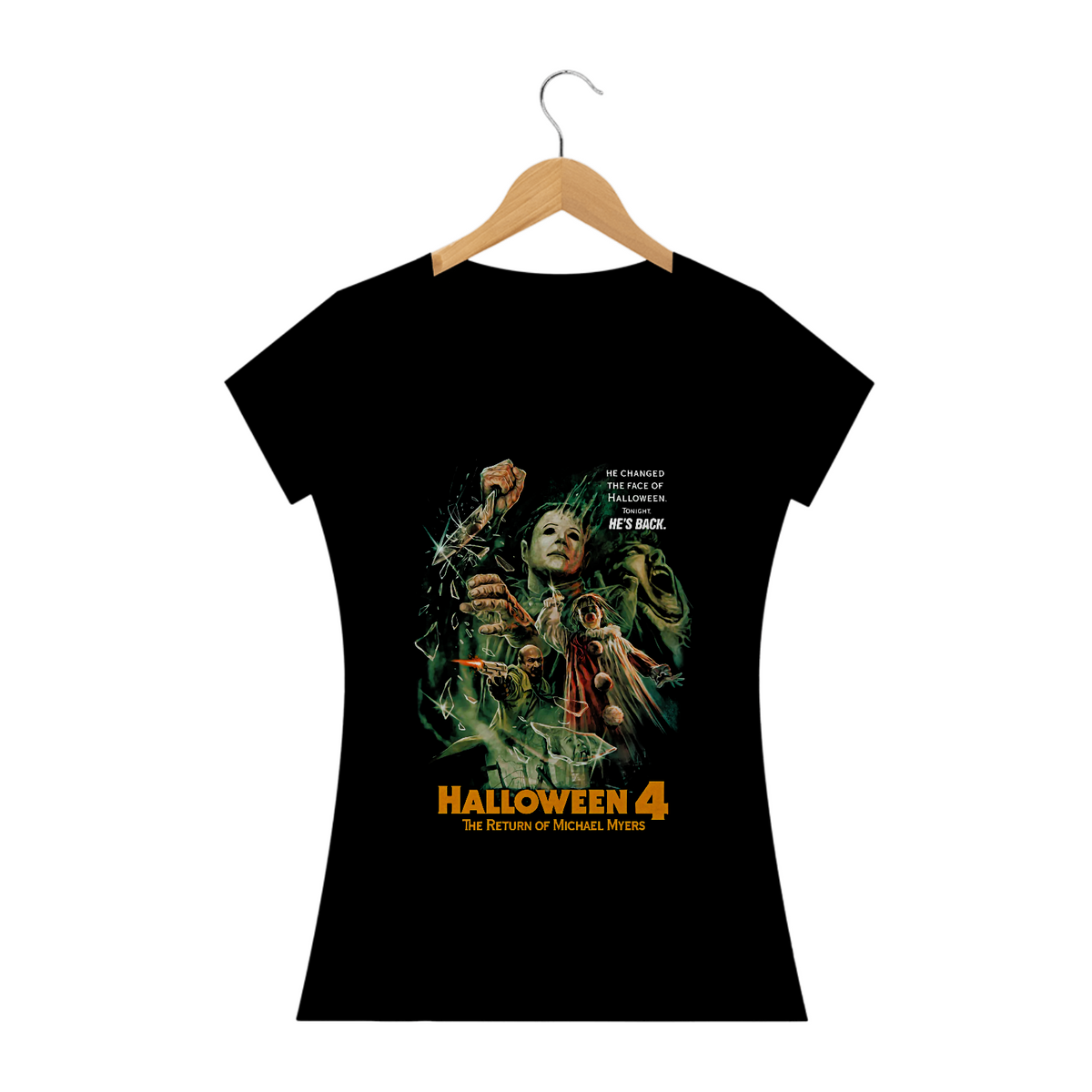 Nome do produto: Camiseta Feminina Halloween 4 Estampa Filme Terror