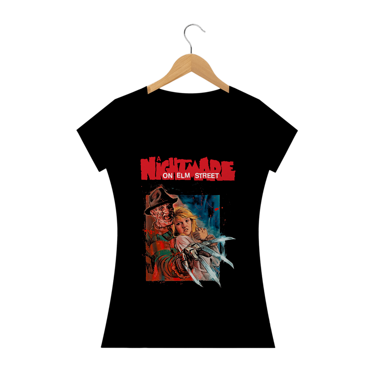 Nome do produto: Camiseta Feminina A Hora do Pesadelo Freddy Krueger Estampa Filme Terror