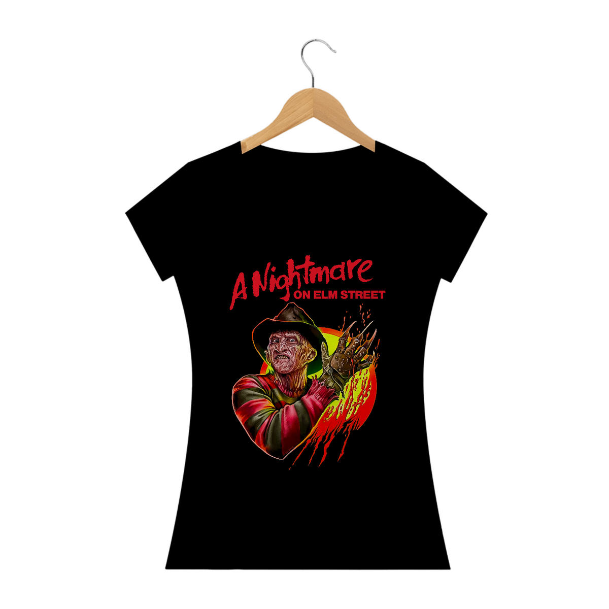 Nome do produto: Camiseta Feminina Freddy Krueger A Hora do Pesadelo Estampa Filme Terror