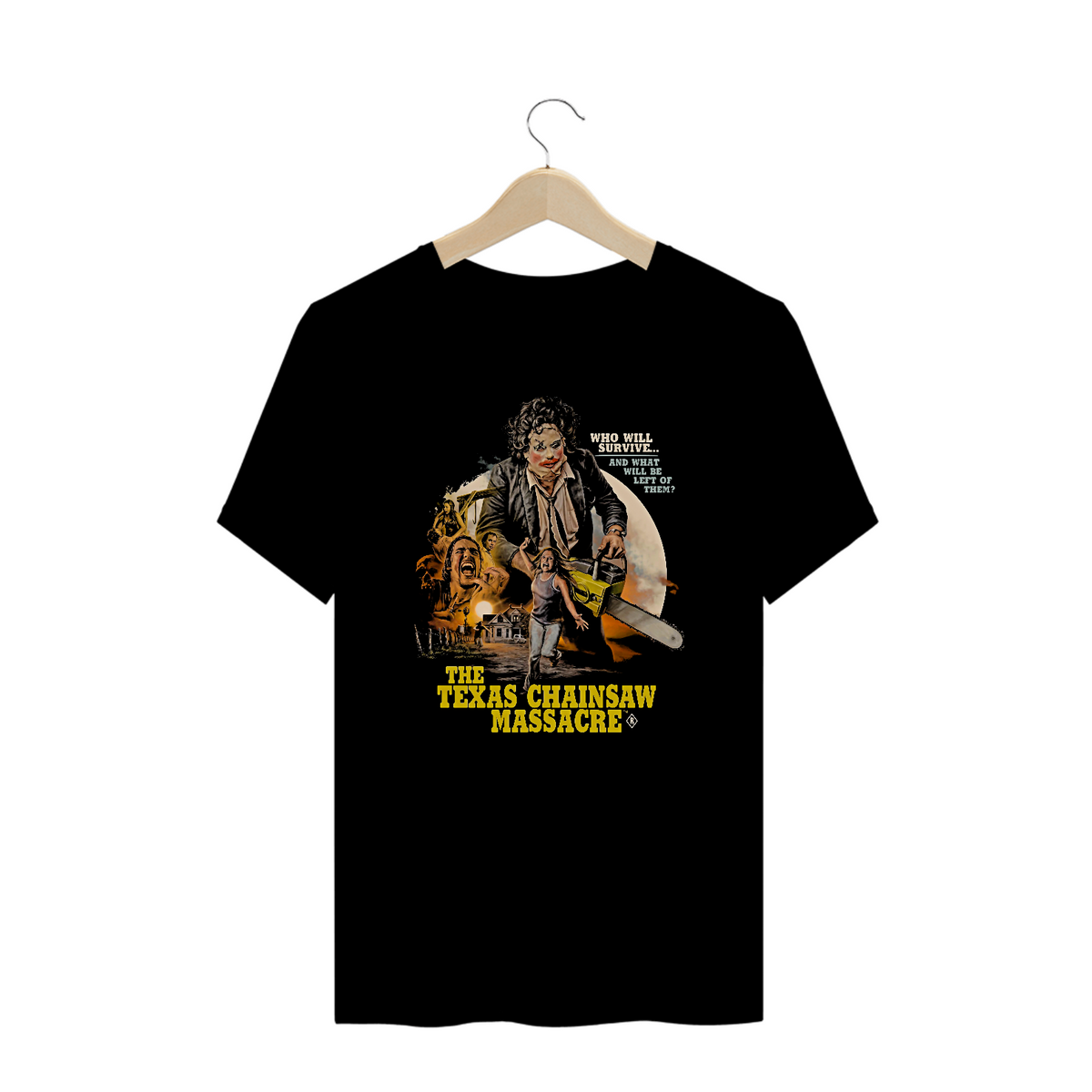 Nome do produto: Camiseta Plus Size O Massacre da Serra Elétrica Filme Terror LeatherFace Estampa Exclusiva