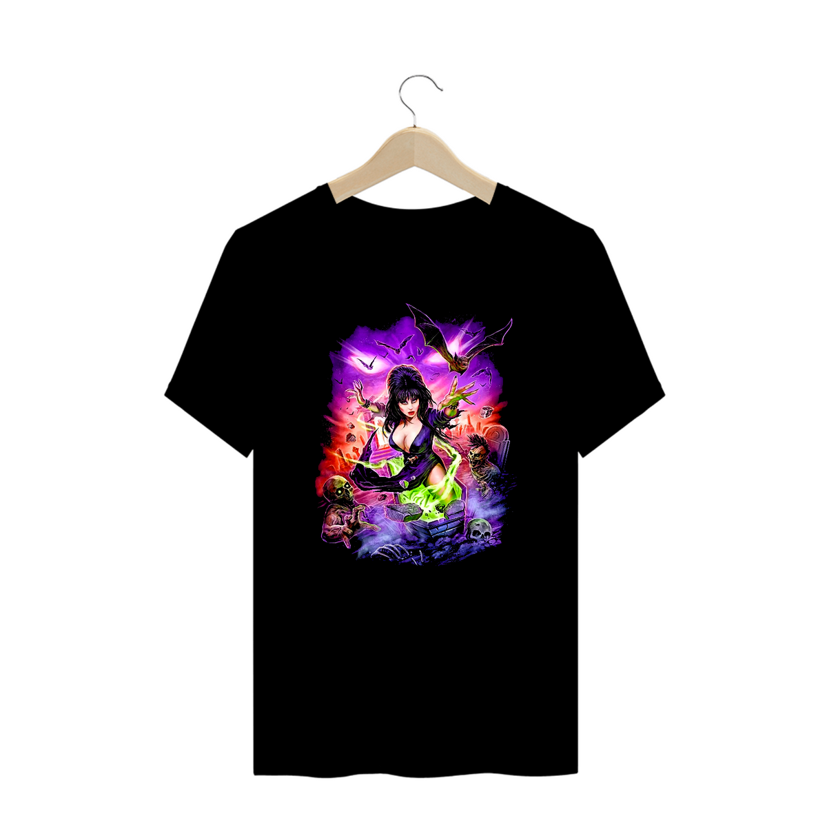 Nome do produto: Camiseta Plus Size Elvira A Rainha das Trevas Filme Terror Estampa Exclusiva