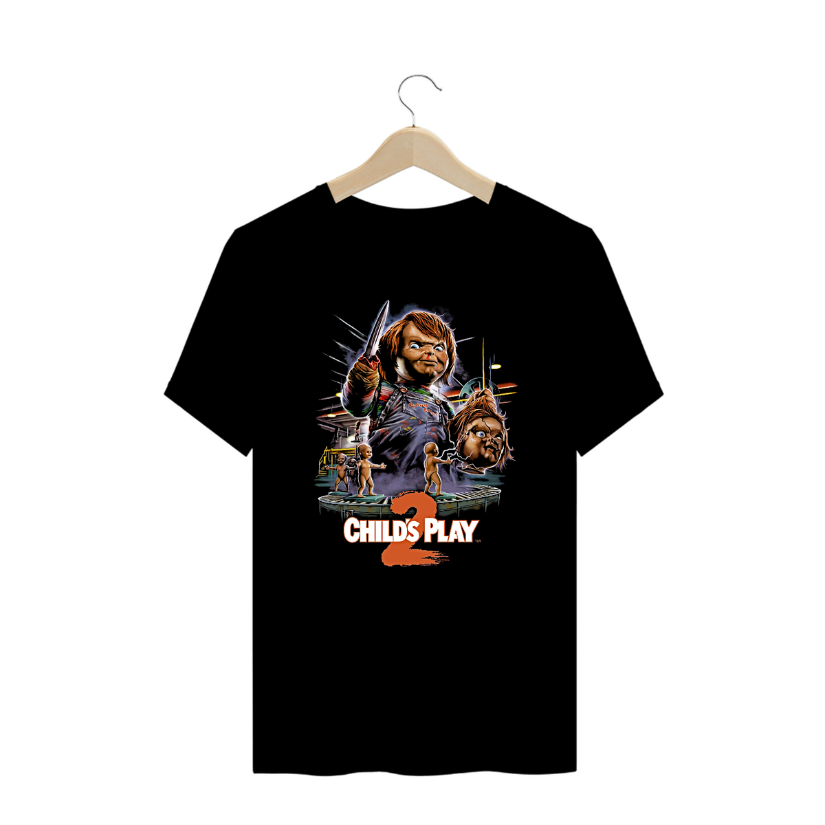 Nome do produto: Camiseta Plus Size Brinquedo Assassino 2 chucky Filme Terror Estampa Exclusiva