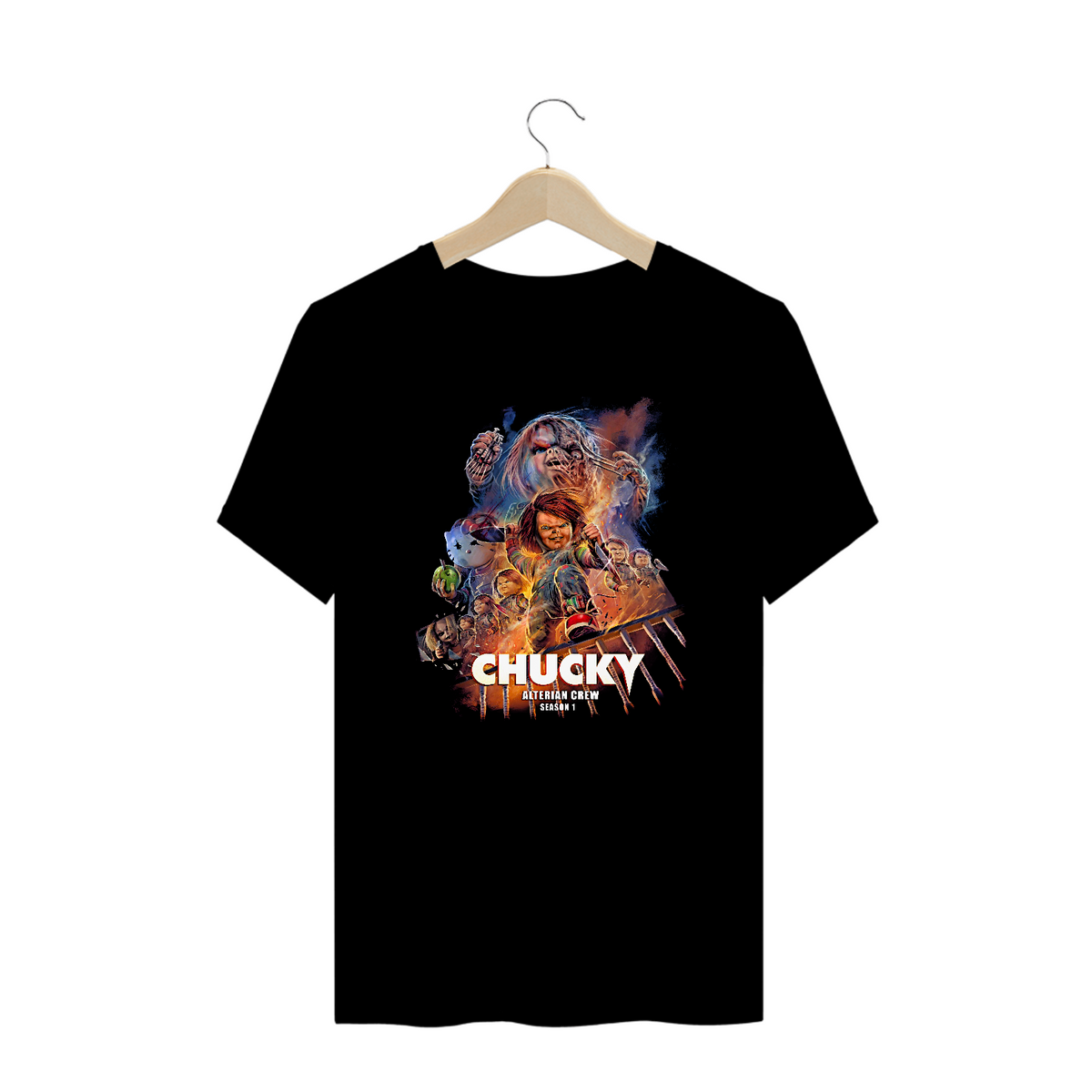 Nome do produto: Camiseta Plus Size Chucky Série Terror Estampa Exclusiva