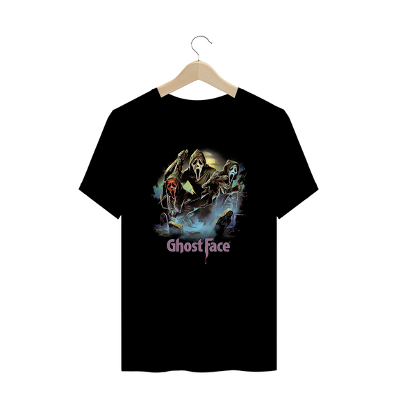 Camiseta Plus Size Ghostaface Pânico Filme Terror Estampa Exclusiva
