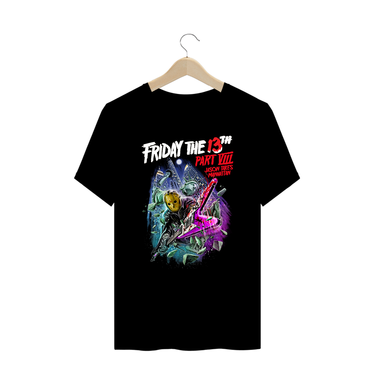 Nome do produto: Camiseta Plus Size Sexta feira 13 Parte 8 Filme Terror Jason Estampa Exclusiva