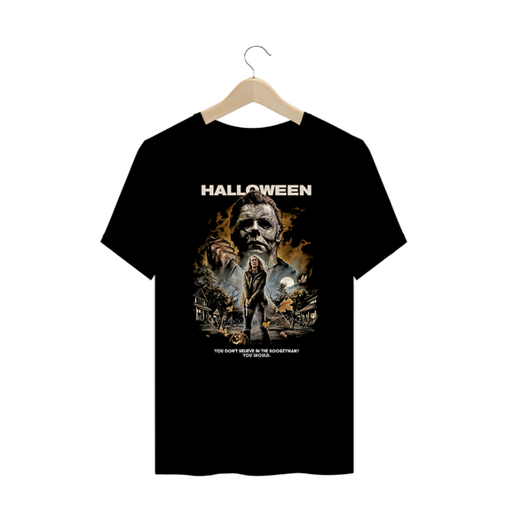 Camiseta Plus Size Halloween - Deveria Acreditar em Bicho-Papão Filme Terror Estampa Exclusiva