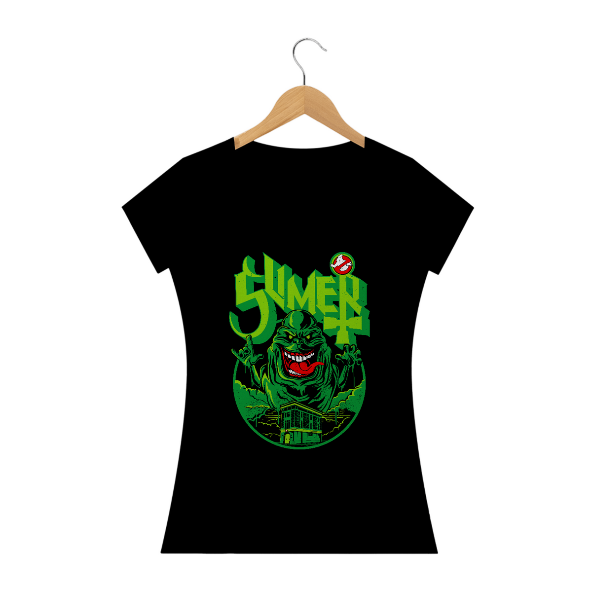 Nome do produto: Camiseta Feminina Ghostbusters Geleia + Ghost Estampa ROCK HORROR 