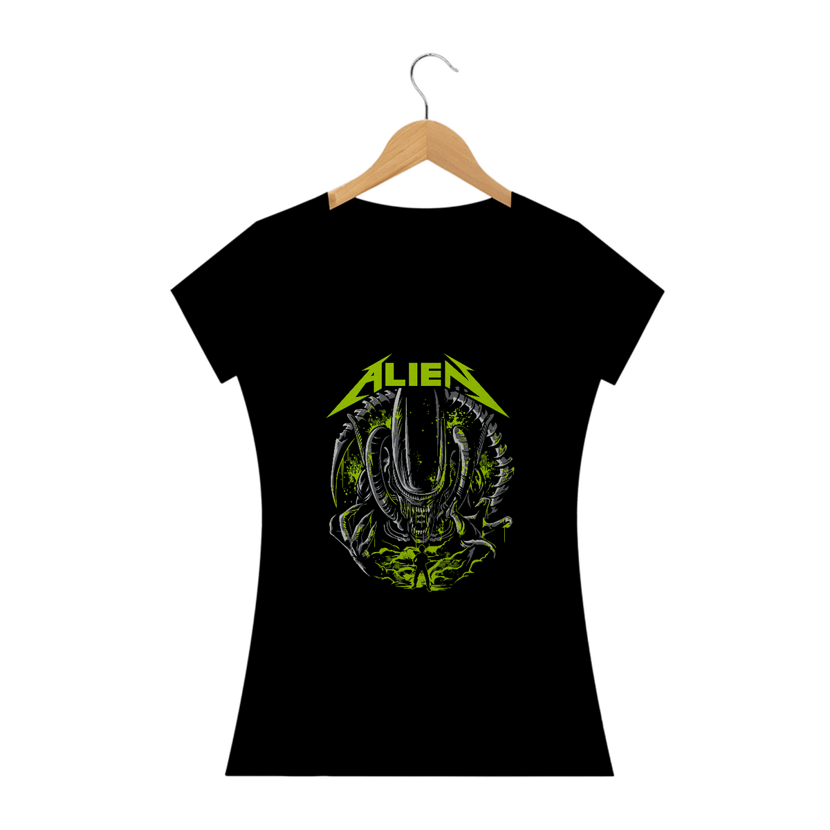 Nome do produto: Camiseta Feminina Alien Estampa ROCK HORROR 