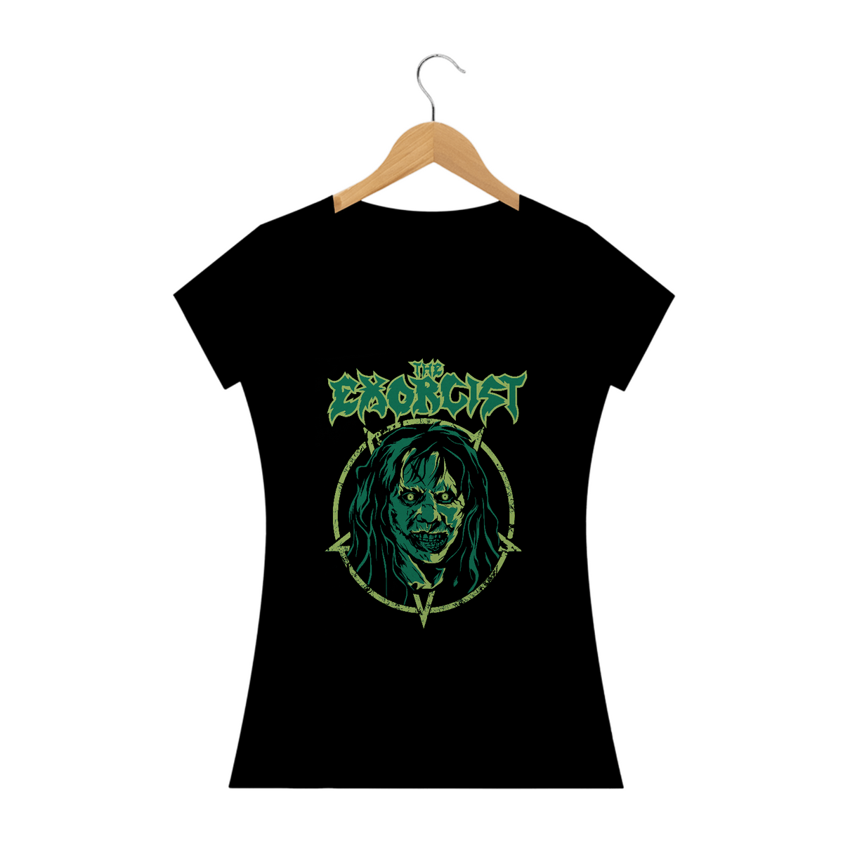 Nome do produto: Camiseta Feminina O Exorcista Estampa ROCK HORROR 