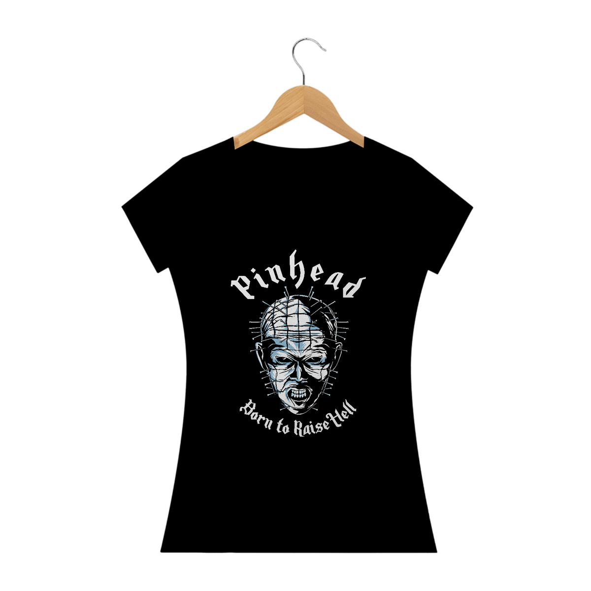 Nome do produto: Camiseta Feminina HellRaiser Estampa ROCK HORROR 
