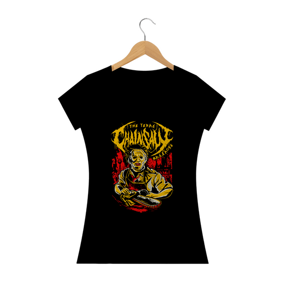 Camiseta Feminina O Massacre da Serra Elétrica - Latherface Estampa ROCK HORROR