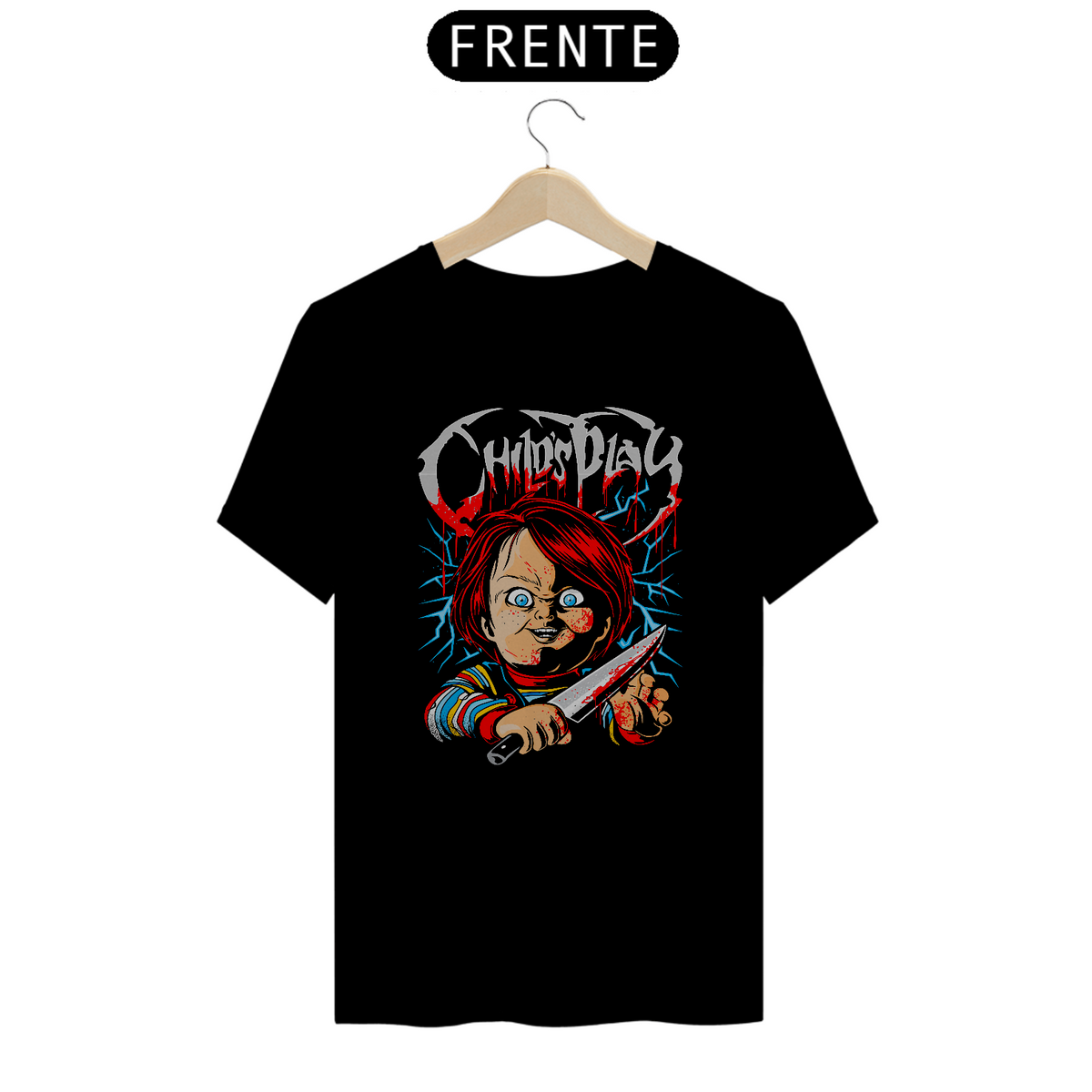 Nome do produto: Camiseta Brinquedo Assassino Estampa ROCK HORROR