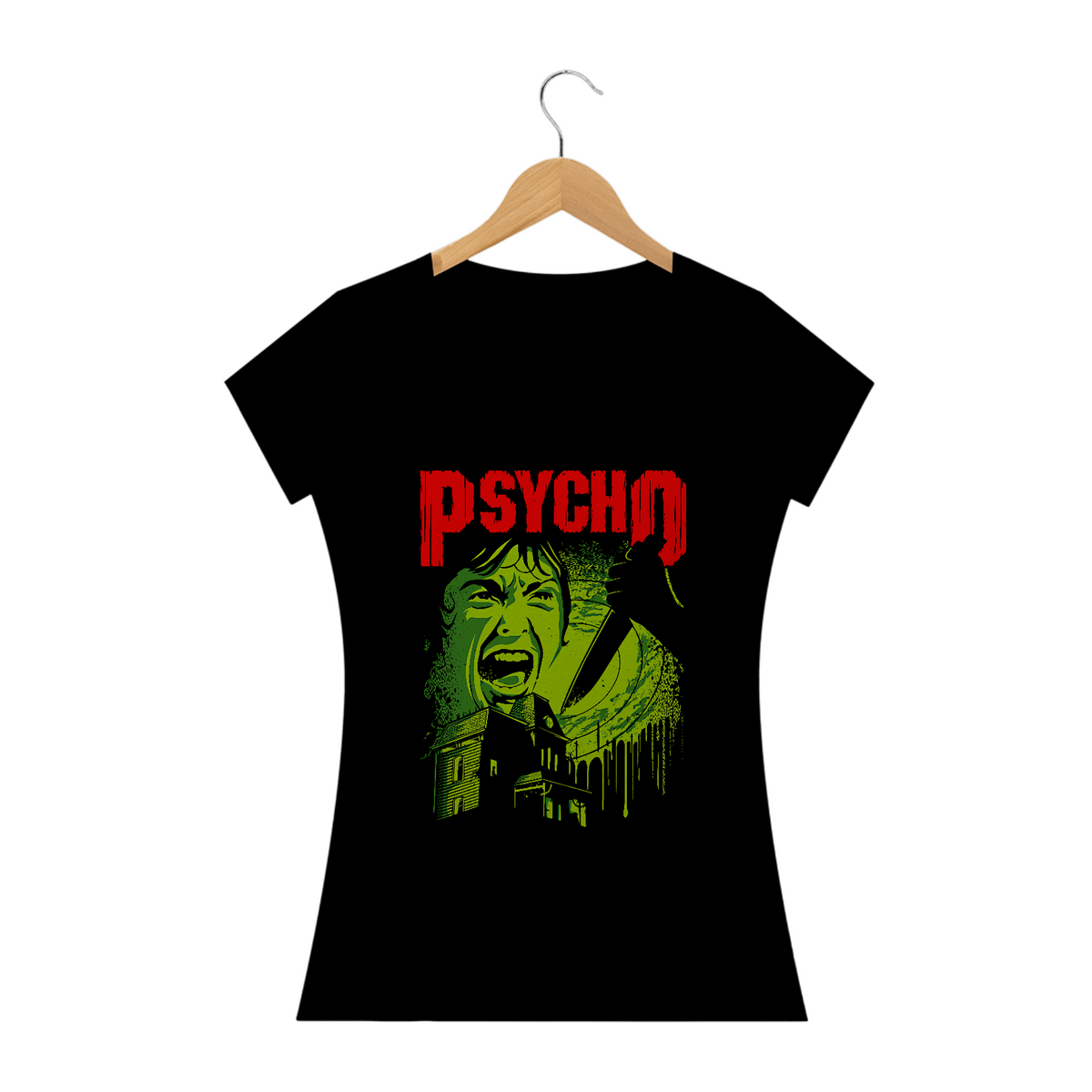 Nome do produto: Camiseta Feminina Psicose Estampa ROCK HORROR 