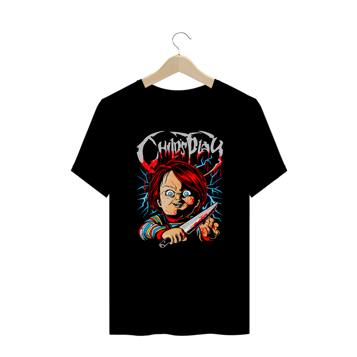 Nome do produto: Camiseta Plus Size Brinquedo Assassino Estampa ROCK HORROR