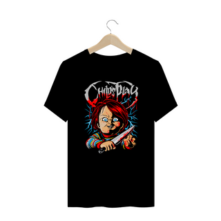 Nome do produtoCamiseta Plus Size Brinquedo Assassino Estampa ROCK HORROR