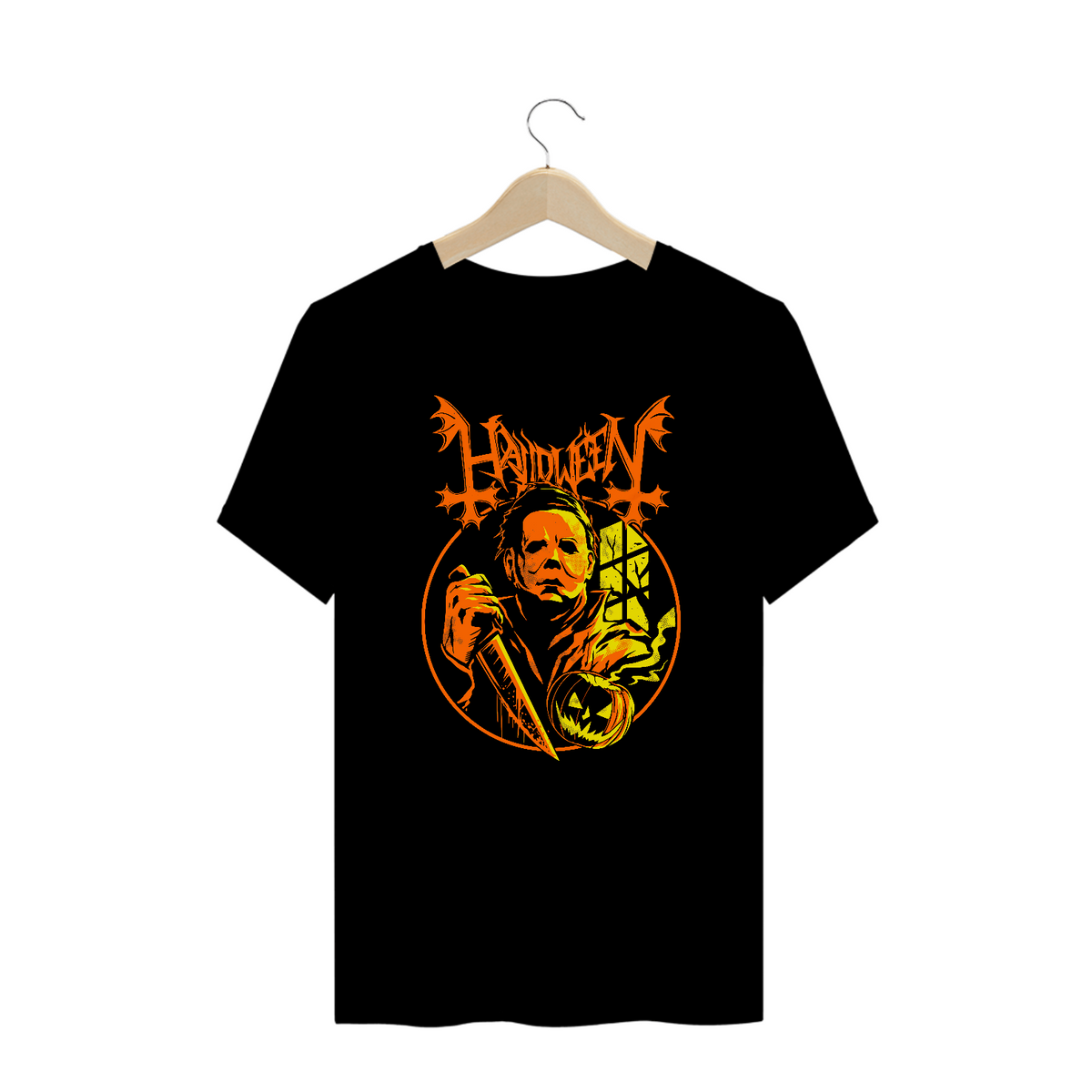 Nome do produto: Camiseta Plus Size Halloween - Michael Myers Estampa ROCK HORROR