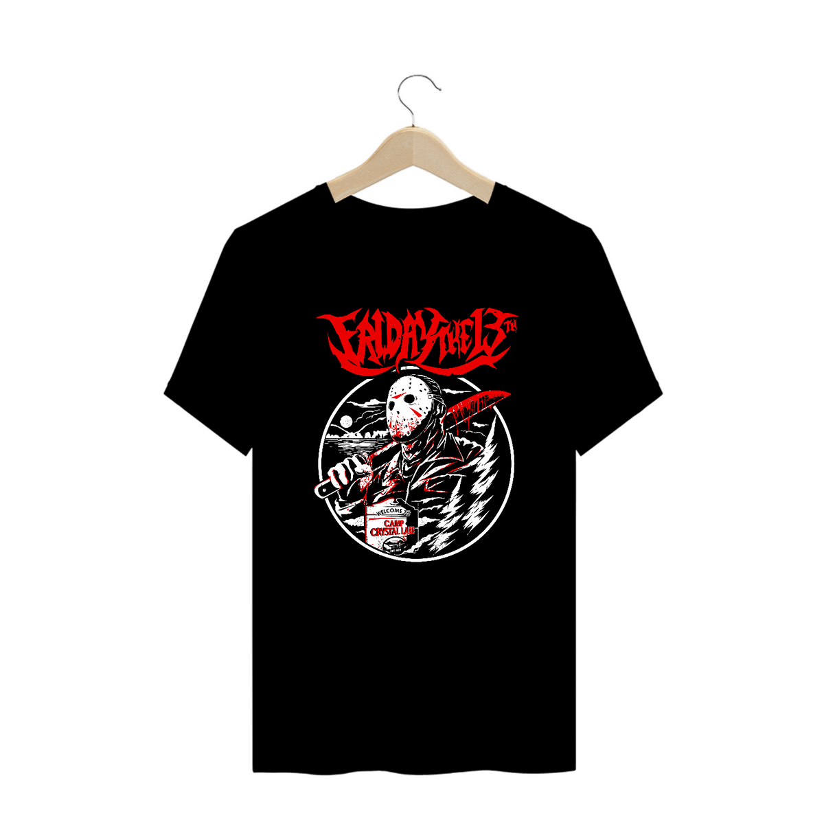 Nome do produto: Camiseta Plus Size Sexta Feira 13 - Jason Estampa ROCK HORROR