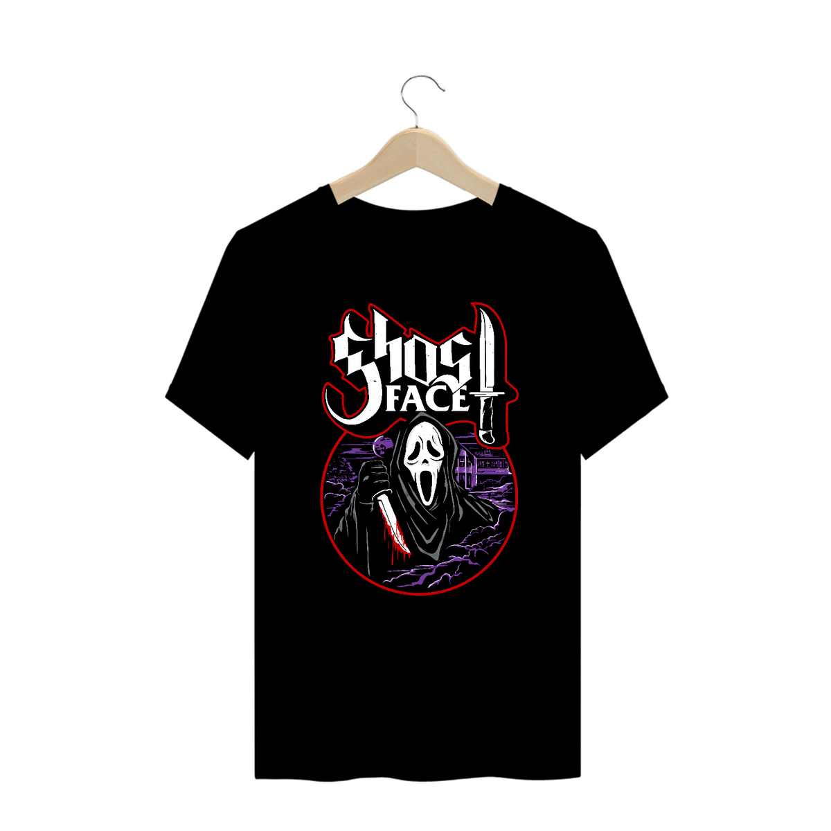 Nome do produto: Camiseta Plus Size Ghostface Estampa Pânico ROCK HORROR 