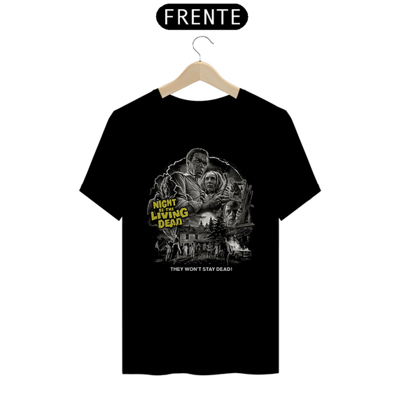 Camiseta A Noite dos Mortos Vivos Preto e Branco Estampa Filme Terror