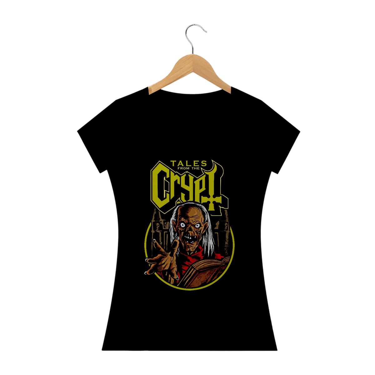 Nome do produto: Camiseta Feminina Contos da Cripta ROCK HORROR Estampa 1# Exclusiva