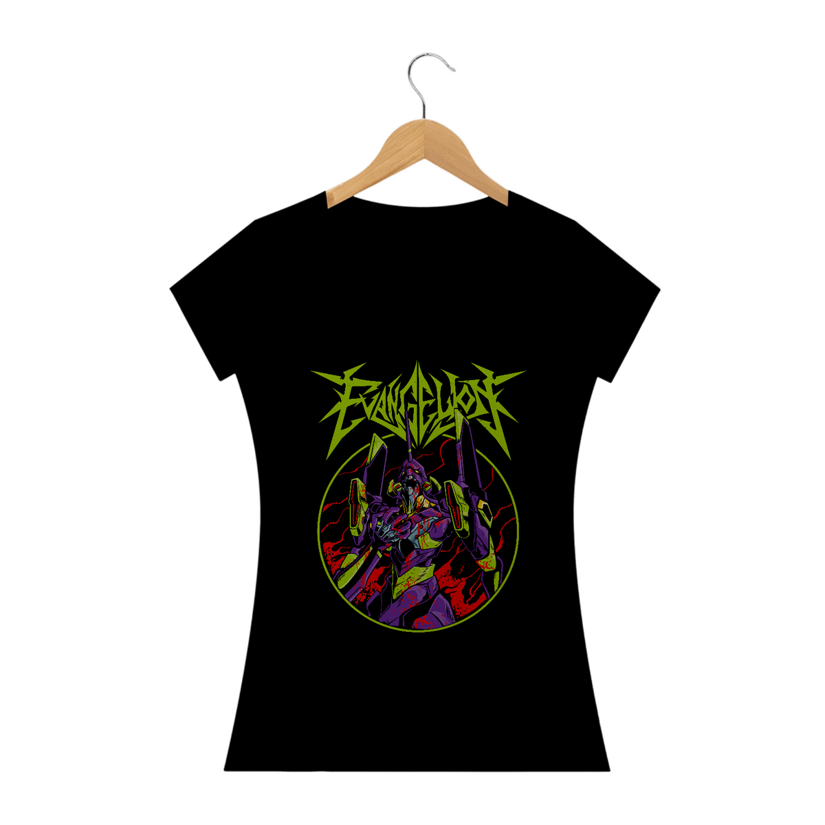 Nome do produto: Camiseta Feminina Neon Genesis Evangelion Estampa ANIME GEEK ROCK