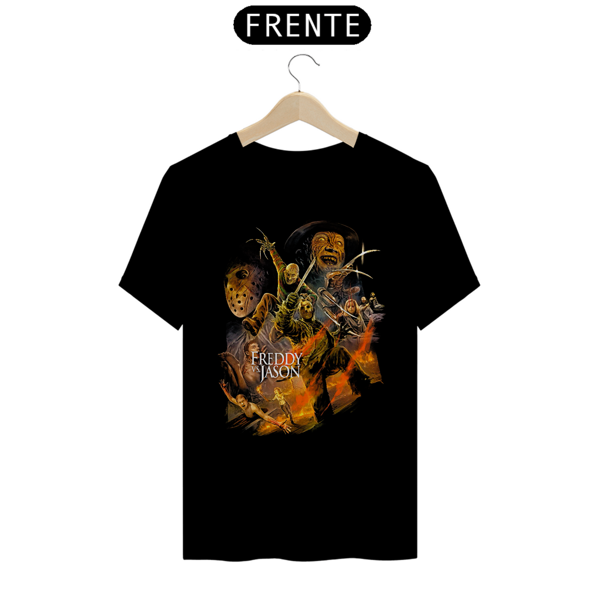 Nome do produto: Camiseta Freddy Vs Jason Estampa Filme Terror 