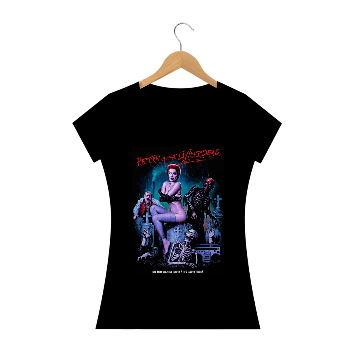 Nome do produto: Camiseta Feminina A Volta dos Mortos Vivos Party Time Estampa Filme Terror 