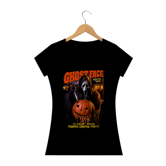 Camiseta Feminina Ghostface Pânico Estampa Filme Terror