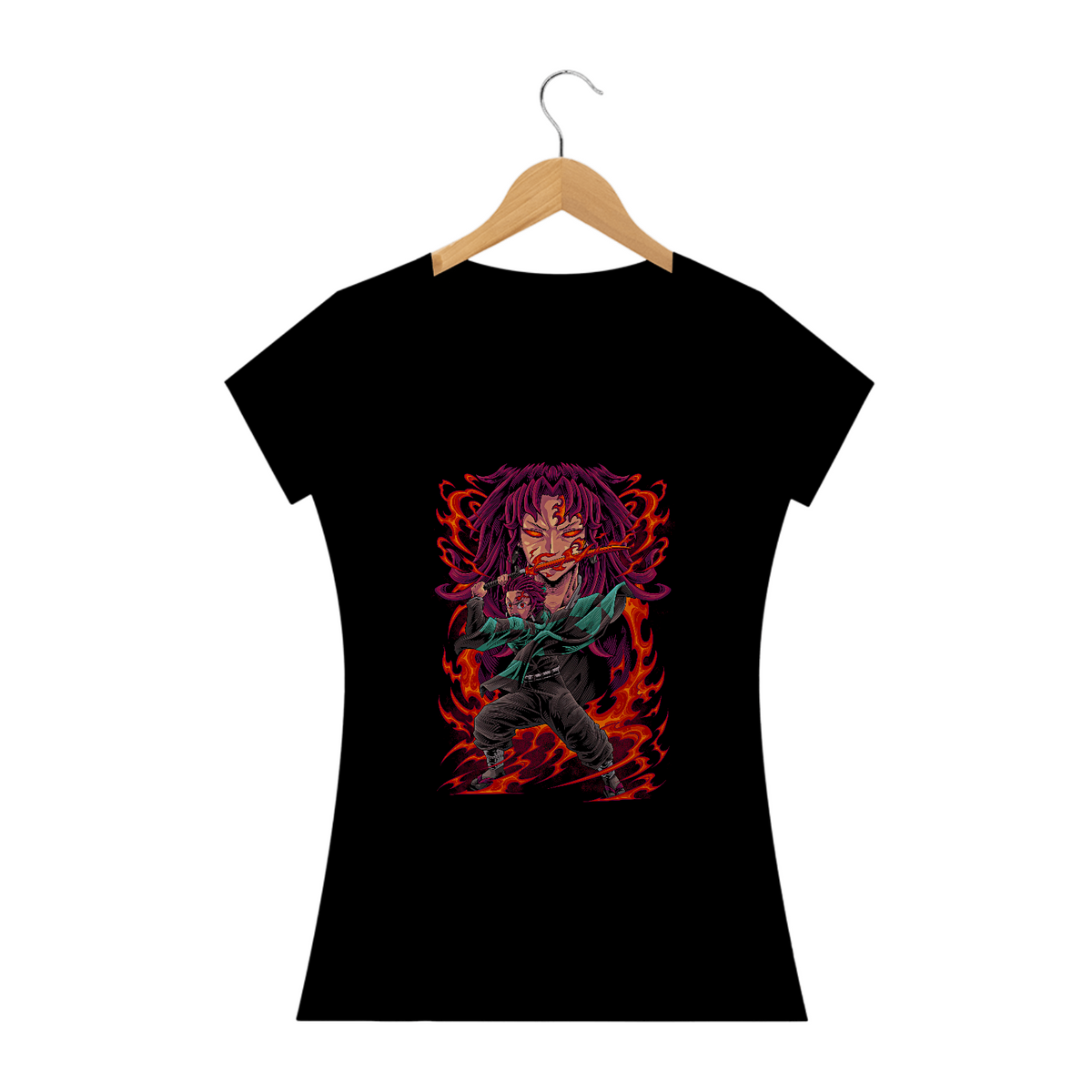 Nome do produto: Camiseta Feminina Tanjiro Respiração do Sol Demon Slayer Estampa Anime