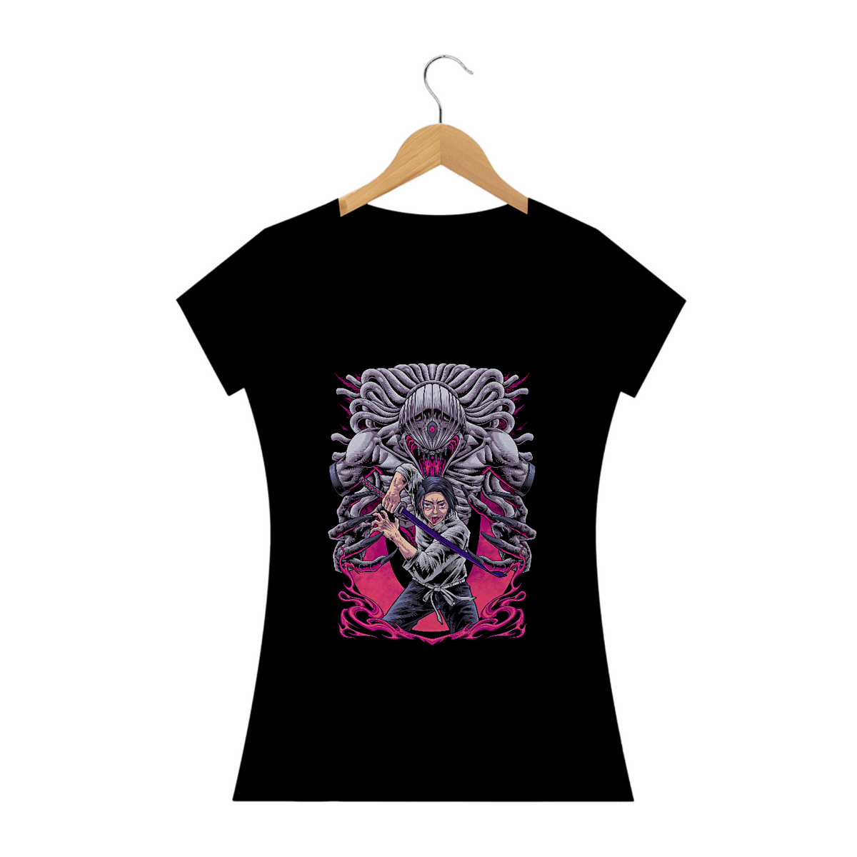 Nome do produto: Camiseta Feminina Yuta Okkotsu e Rika - Jujutsu Kaisen Estampa Anime