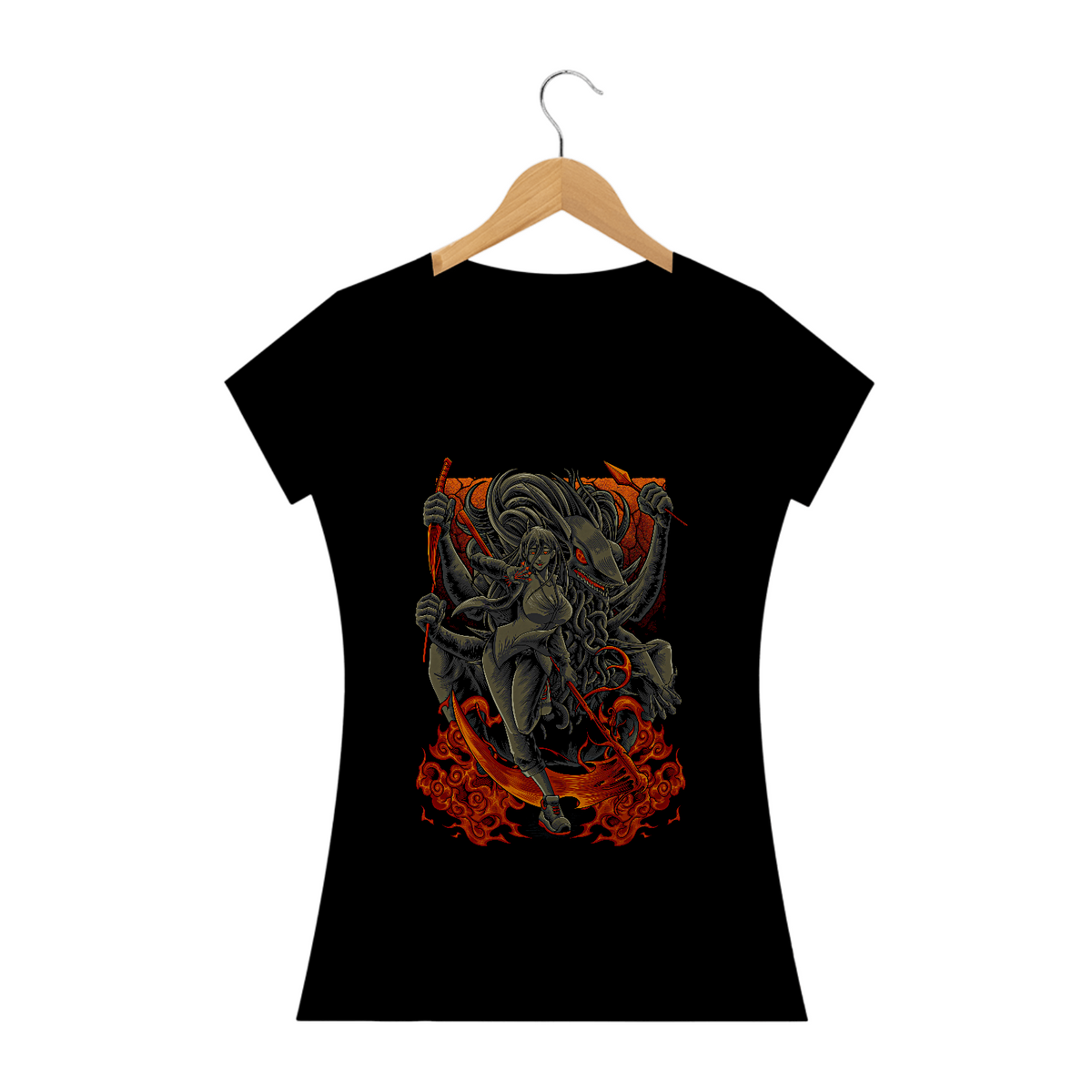 Nome do produto: Camiseta feminina Power com sangue do demônio - Chainsaw Man Estampa Anime