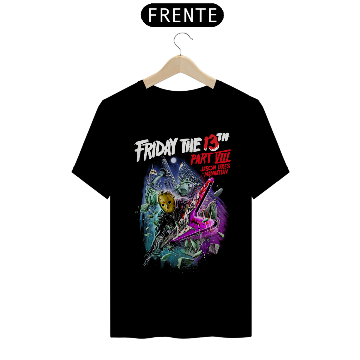 Nome do produto: Camiseta Sexta feira 13 Parte 8  Estampa Jason Filme Terror