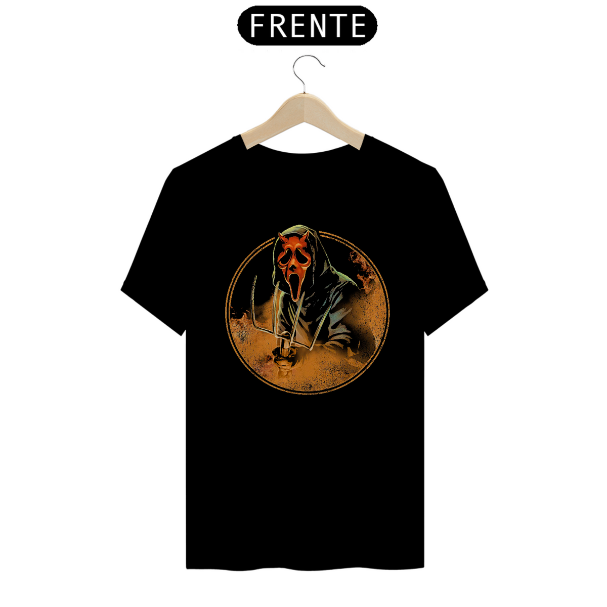Nome do produto: Camiseta Ghostaface Inferno Filme Pânico Terror Estampa Exclusiva