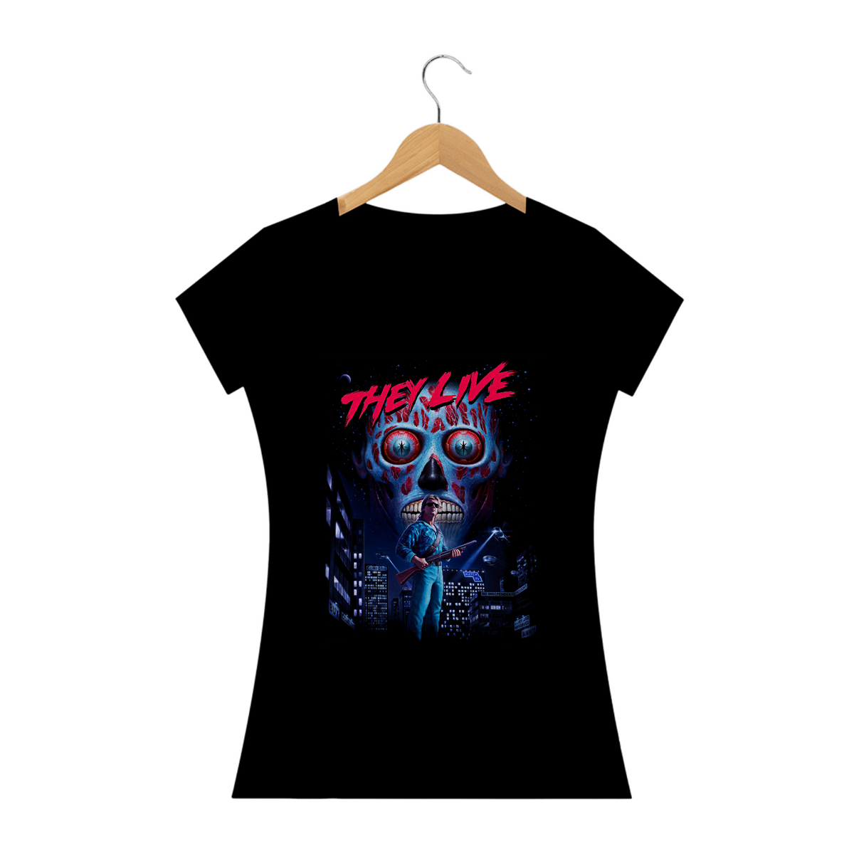 Nome do produto: Camiseta Feminina Eles Vivem Estampa Filme Terror