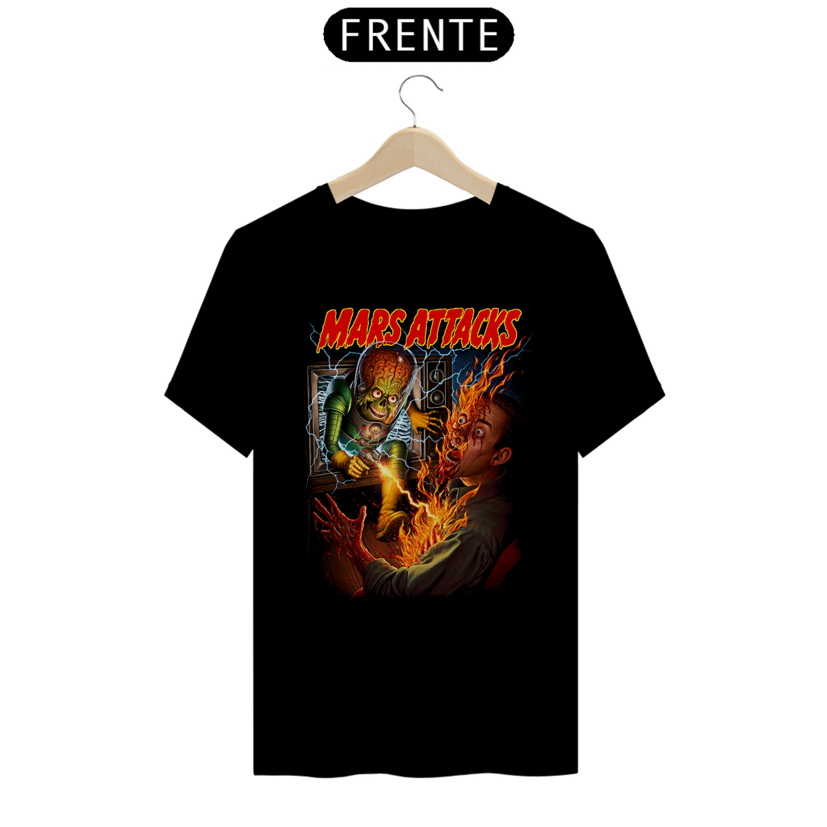 Nome do produto: Camiseta Marte Ataca! Estampa Filme Terror