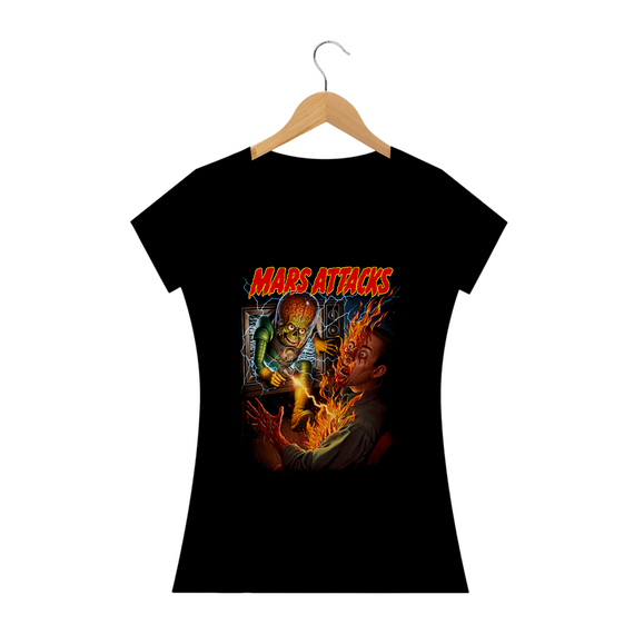 Camiseta Feminina Marte Ataca! Estampa Filme Terror