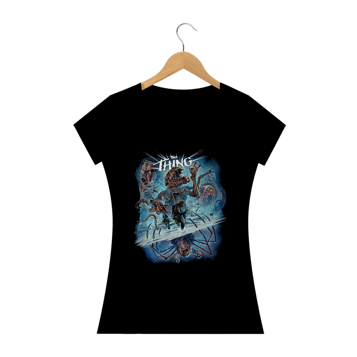 Nome do produto: Camiseta Feminina O Enigma de Outro Mundo Estampa Filme Terror