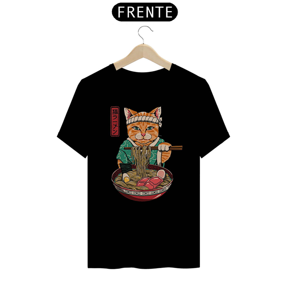 Nome do produto: Camiseta Gato Lámen Estampa Japonesa