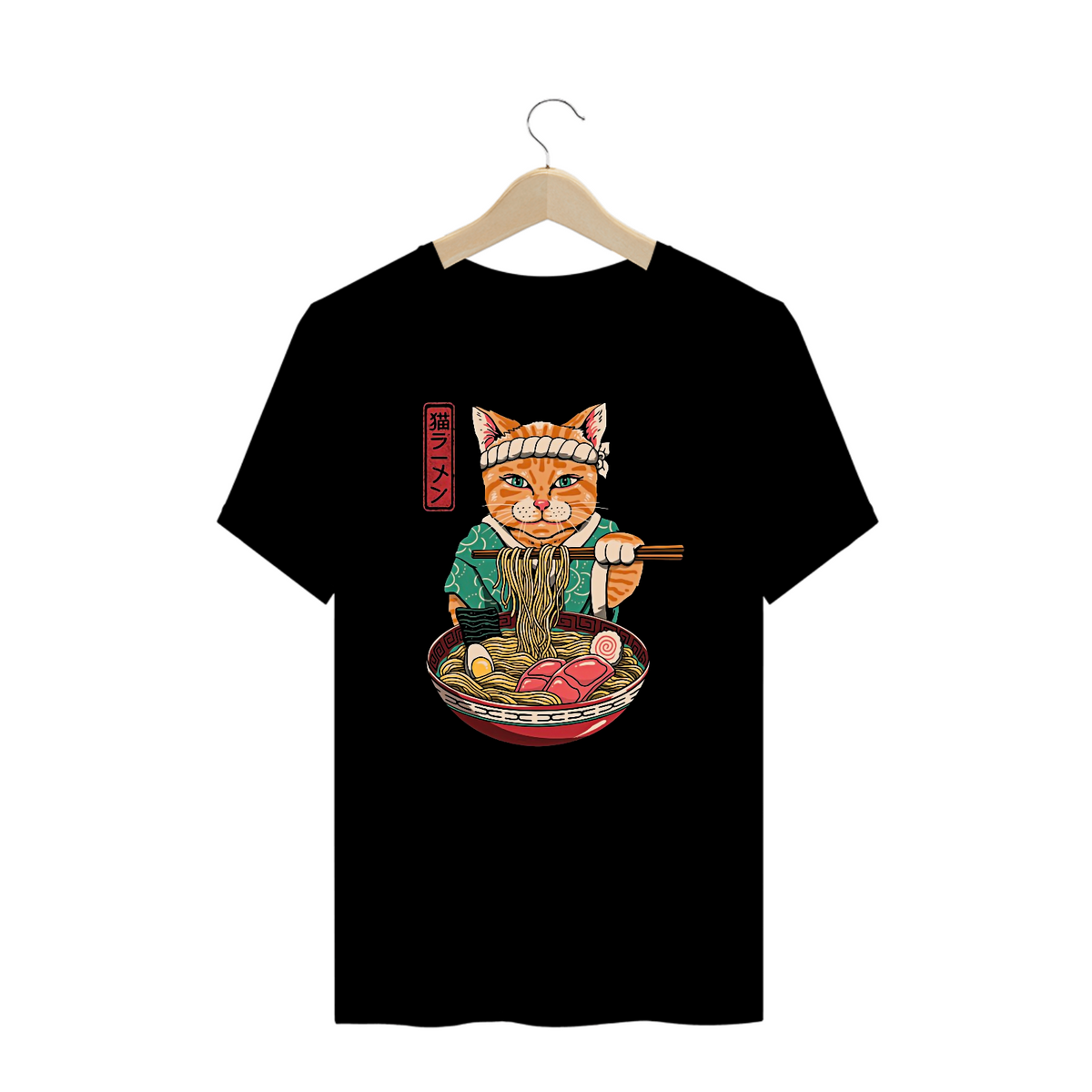 Nome do produto: Camiseta Plus Size Gato Lámen Estampa Japonesa