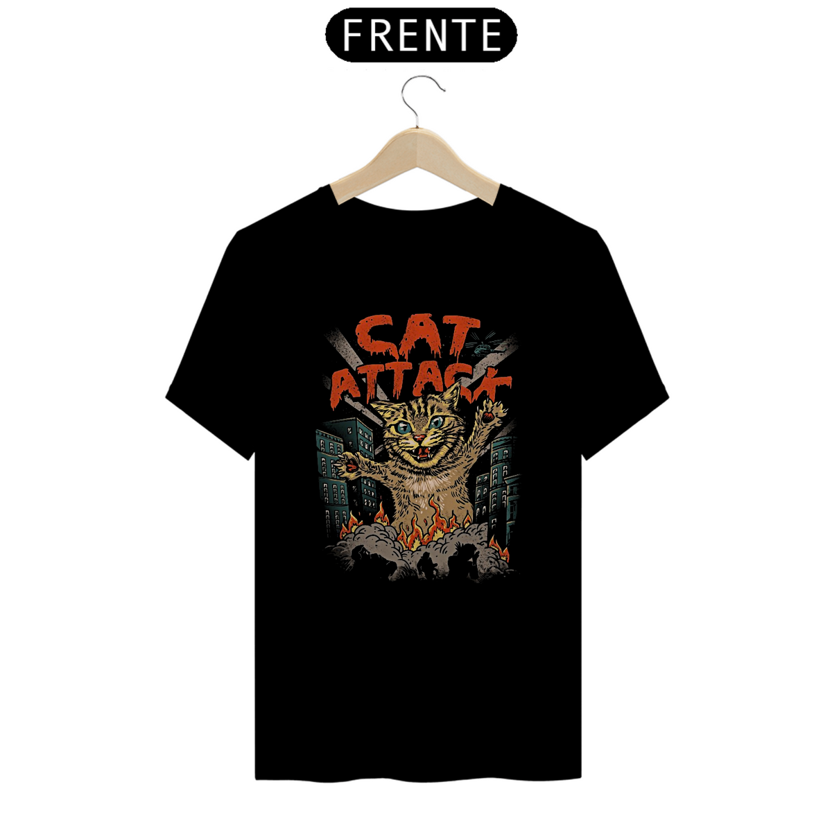 Nome do produto: Camiseta Gato Ataque Estampa Japonesa