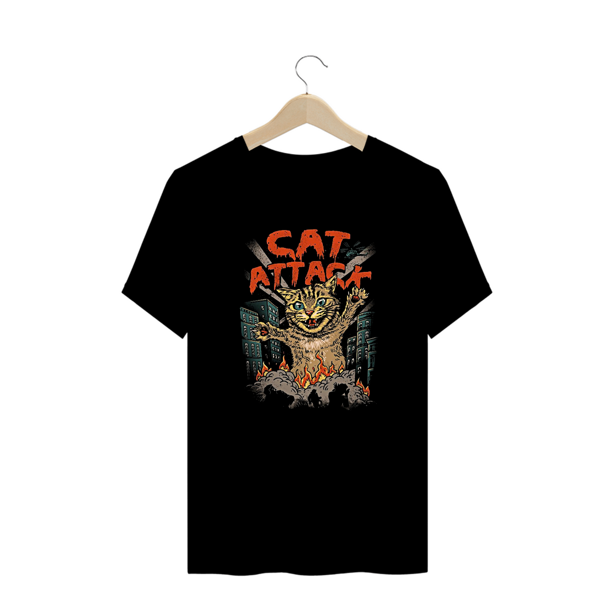 Nome do produto: Camiseta Plus Size Gato Ataque Estampa Japonesa