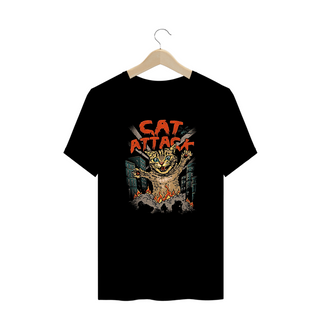 Nome do produtoCamiseta Plus Size Gato Ataque Estampa Japonesa