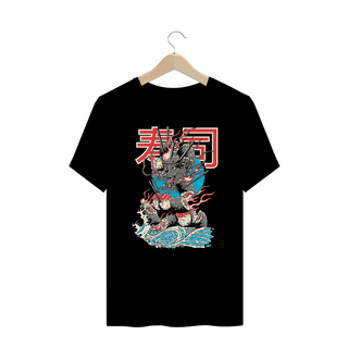 Camiseta Plus Size Dragão Sushi Estampa Japonesa
