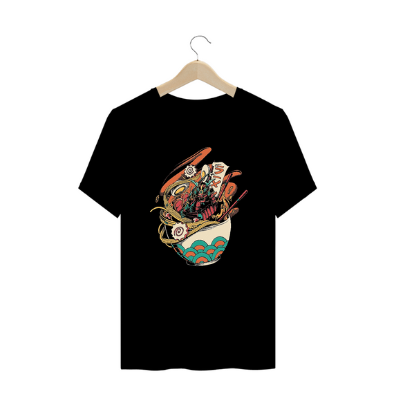 Camiseta Plus Size Lámen Samurai Estampa Japonesa