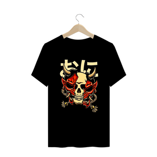 Camiseta Plus Size Hannya Caveira Estampa Japonesa  