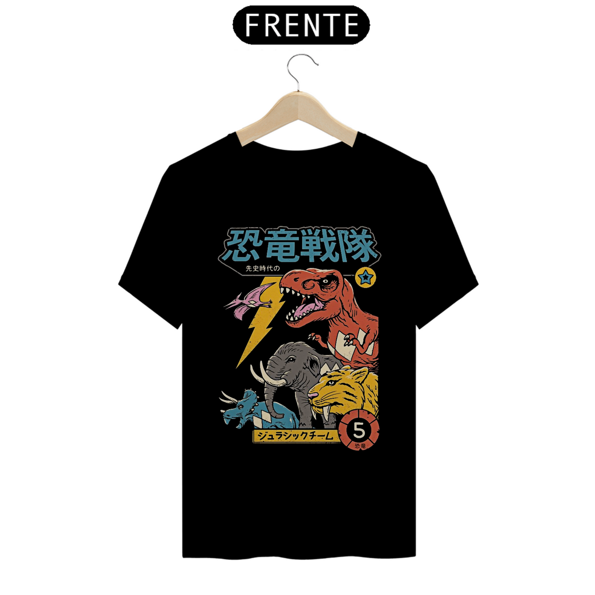 Nome do produto: Camiseta Esquadrão Jurássico Power Rangers Estampa Japonesa GEEK