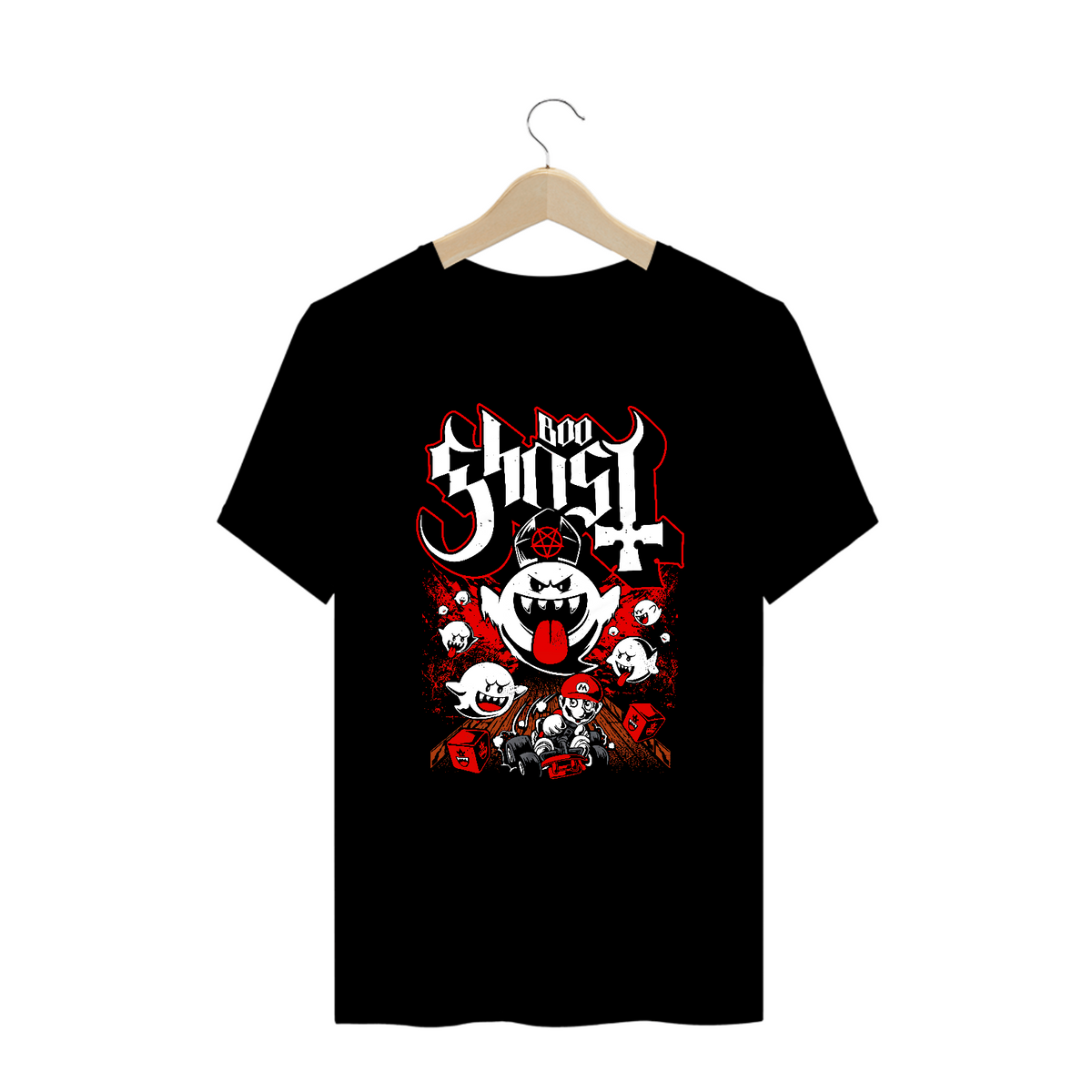 Nome do produto: Camiseta Plus Size Super Mario Ghost Boo Estampa GAME GEEK ROCK