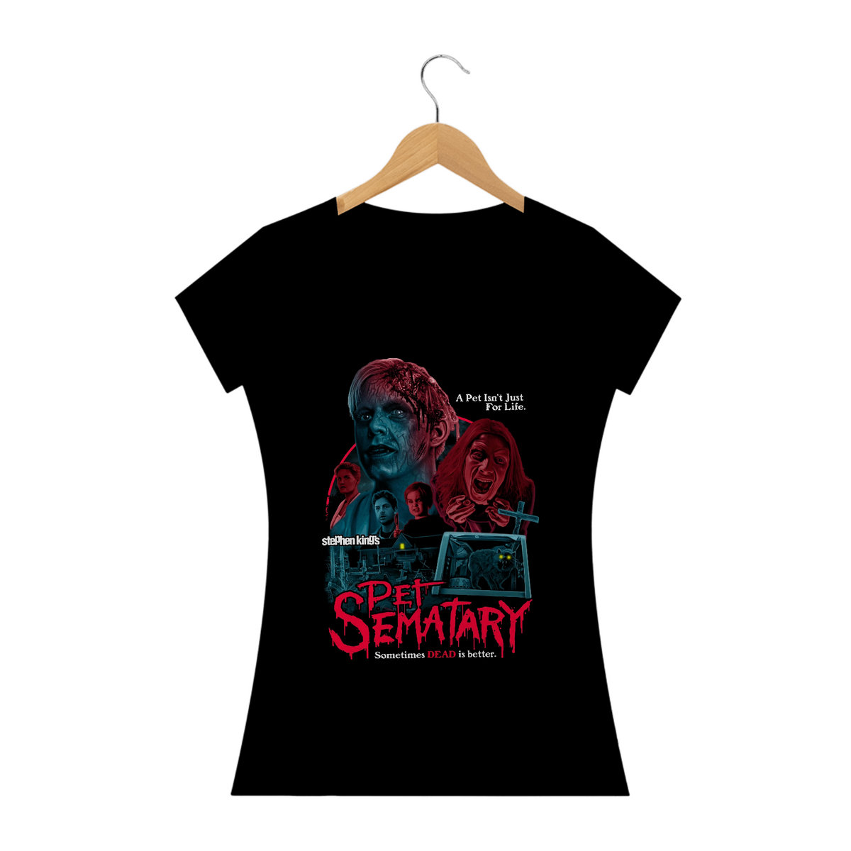 Nome do produto: Camiseta Feminina Cemitério Maldito Estampa Filme Terror